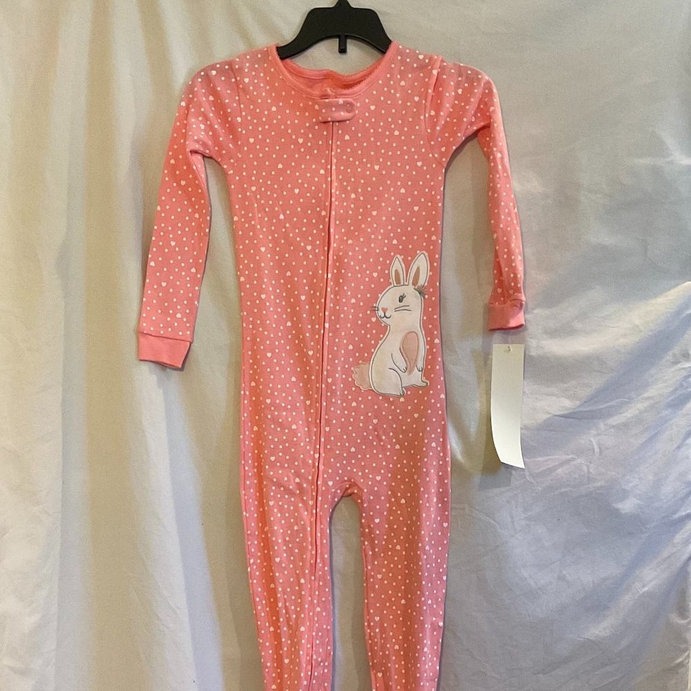 Carter's Girls Lighweight Footed Pajamas Bunny Polka Dot Easter NWT